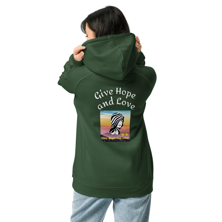 Give Hope and Love - Unisex eco raglan hoodie